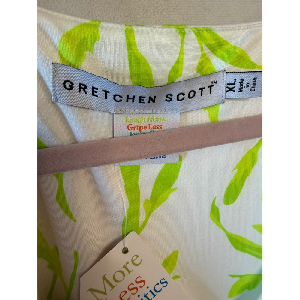 Gretchen Scott Women XL Jersey Date Night Iconic Iris Floral Dress‎ White Multi - Picture 3 of 6